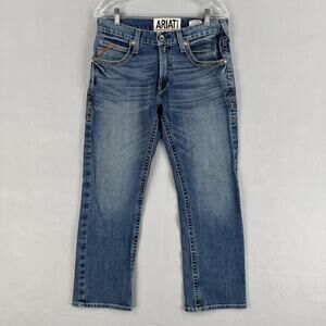 Ariat M5 Straight Jeans Mens 30x30 Blue Medium Wash Slim Fit Stretch Denim